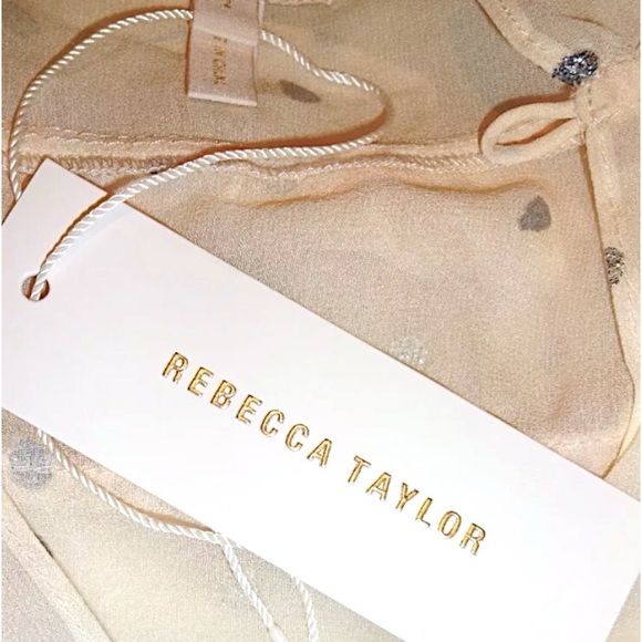 $425 Rebecca Taylor 100% Silk Top 2 XSmall Glitter Shimmering Dots Ruffled NWT - Picture 9 of 13